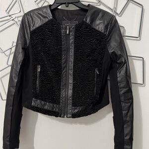 BCBG Max Azria Black Bernice Genuine Leather Moto Jacket Size Medium